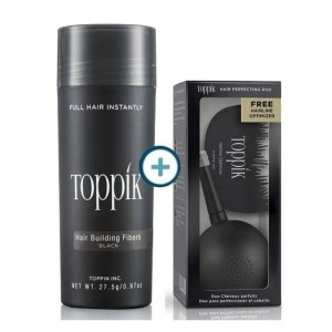Toppik Fibres Pack 27.5g Black + Spray Applicator with FREE Hairline Optimizer